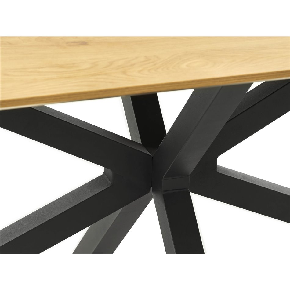 Dining table Uncesura, natural/black, MDF/metal, H75x160x90cm