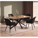 Dining table Uncesura, natural/black, MDF/metal, H75x160x90cm