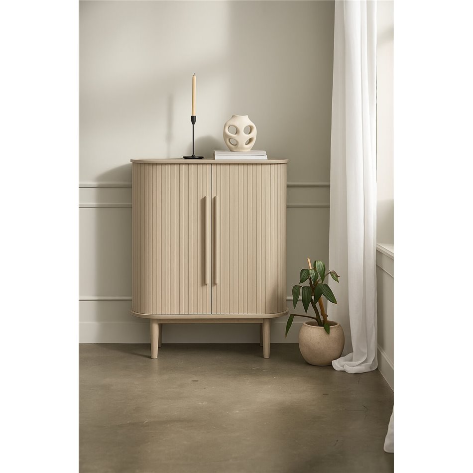 Cabinet Umeta, natural color, MDF/oak veneer, H118x40x100cm
