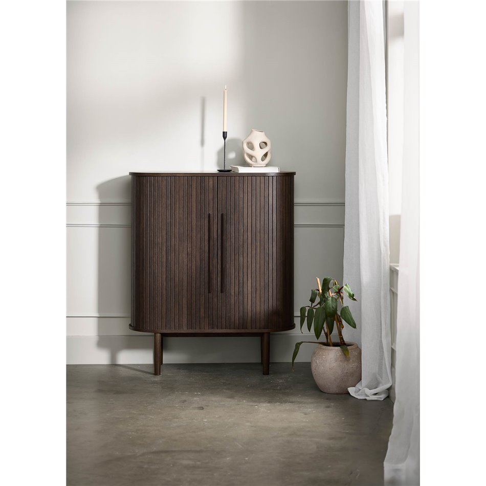 Cabinet Umeta, smoked oak color, MDF/oak veneer, H118x100x40cm