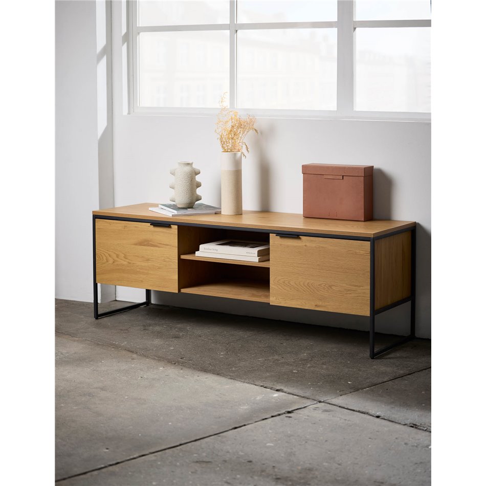 TV table Uncesura, natural color, MDF/metal, H55x155x45cm