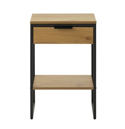 Side table Uncesura, natural/black, MDF/metal, H60x40x30cm