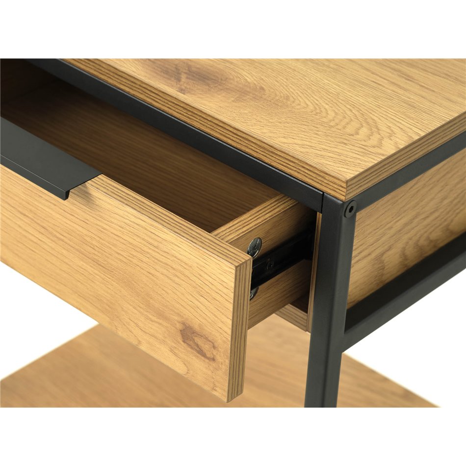 Side table Uncesura, natural/black, MDF/metal, H60x40x30cm
