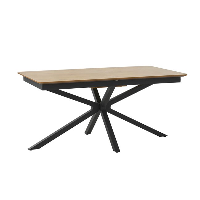 Extendable dining table Uncesura, natural/black, MDF/metal, 160-200x90cm H75cm