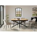 Extendable dining table Uncesura, natural/black, MDF/metal, 160-200x90cm H75cm