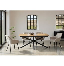 Extendable dining table Uncesura, natural/black, MDF/metal, 160-200x90cm H75cm