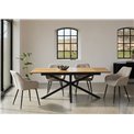 Extendable dining table Uncesura, natural/black, MDF/metal, 160-200x90cm H75cm