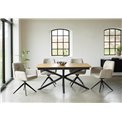 Extendable dining table Uncesura, natural/black, MDF/metal, 160-200x90cm H75cm