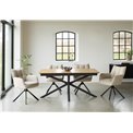 Extendable dining table Uncesura, natural/black, MDF/metal, 160-200x90cm H75cm