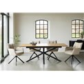 Extendable dining table Uncesura, natural/black, MDF/metal, 160-200x90cm H75cm
