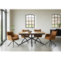 Extendable dining table Uncesura, natural/black, MDF/metal, 160-200x90cm H75cm
