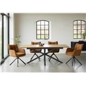 Extendable dining table Uncesura, natural/black, MDF/metal, 160-200x90cm H75cm