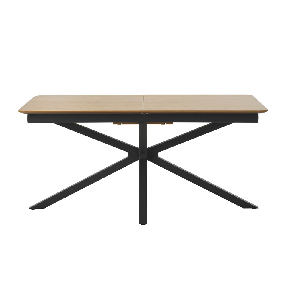 Extendable dining table Uncesura, natural/black, MDF/metal, 160-200x90cm H75cm