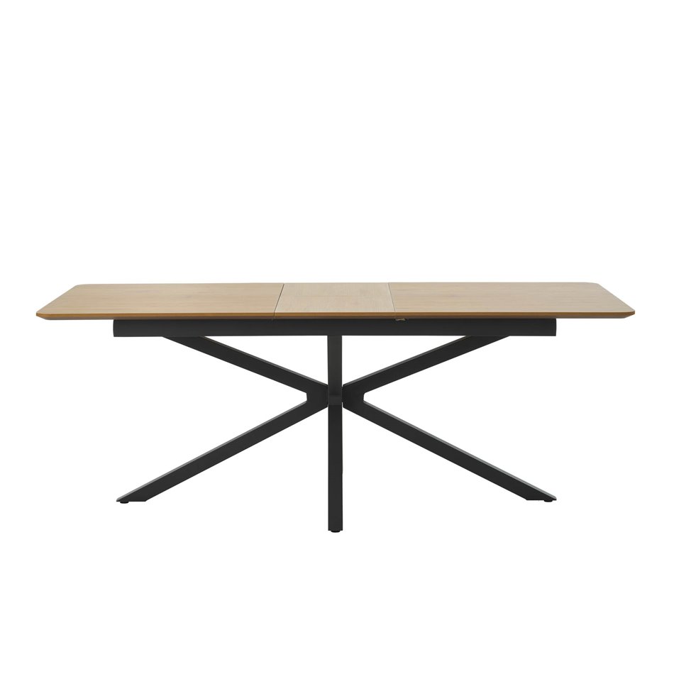 Extendable dining table Uncesura, natural/black, MDF/metal, 160-200x90cm H75cm