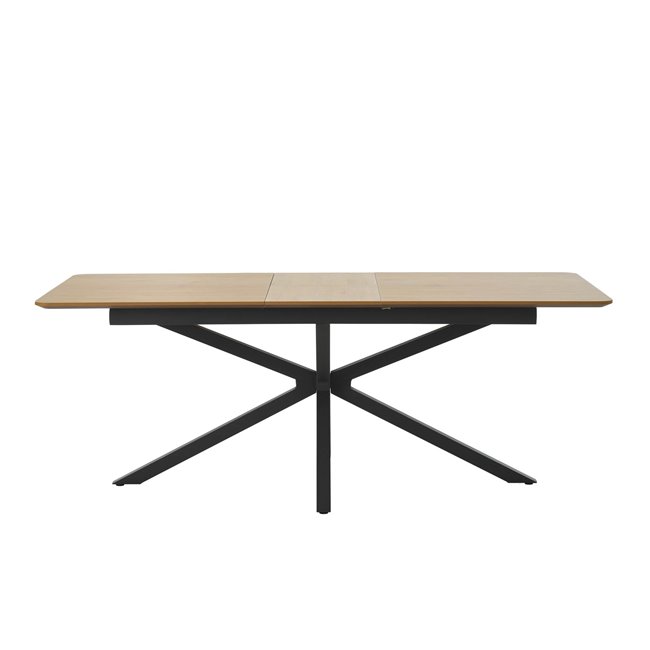 Extendable dining table Uncesura, natural/black, MDF/metal, 160-200x90cm H75cm