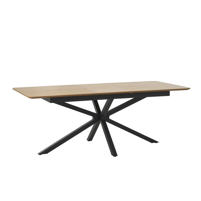 Extendable dining table Uncesura, natural/black, MDF/metal, 160-200x90cm H75cm