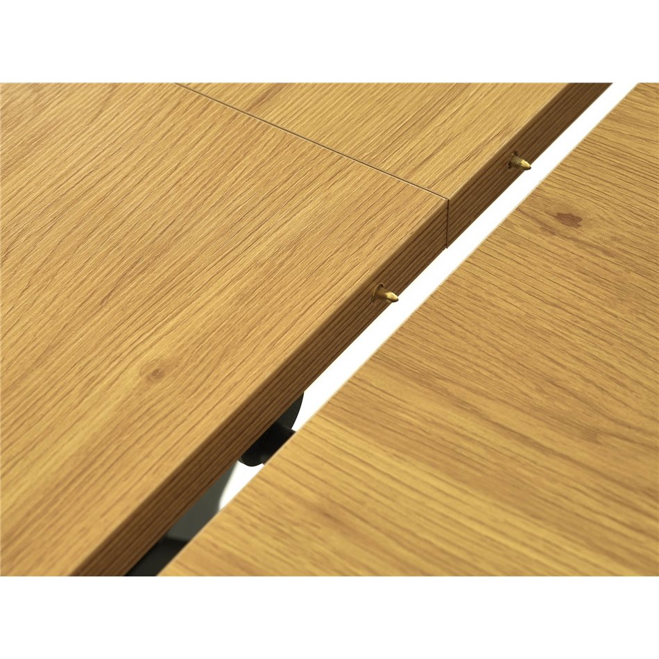 Extendable dining table Uncesura, natural/black, MDF/metal, 160-200x90cm H75cm