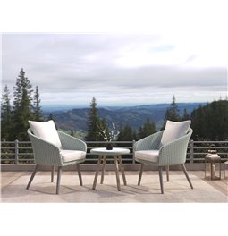 Garden furniture set Ubistro, grey, aluminium/solid wood, for 2 people, H73x71.5x71.5cm, D50xH50cm