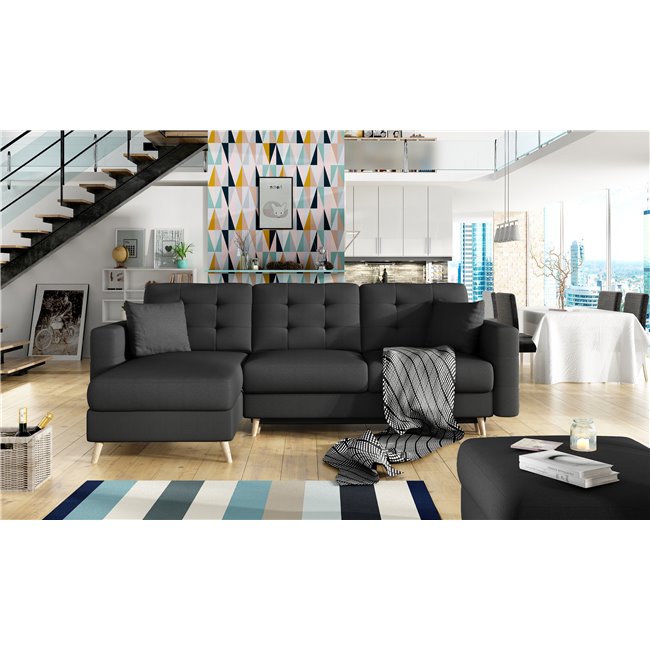 Corner sofa Elsgard L Reversible, Sawana 14, black, H93x248x162cm