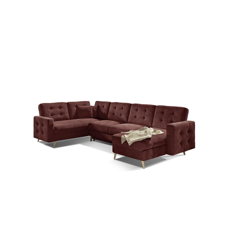 U shape sofa Elsgard U Reversible, Monolith 63, velvet, brown, H93x326x202cm