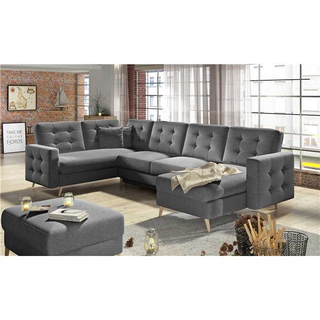 U shape sofa Elsgard U Reversible, Sawana 05, gray, H93x326x202cm