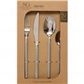 Cutlery set for 6 person Spiral, 24 pcs., silver color, H27.5x16.5x6.5cm