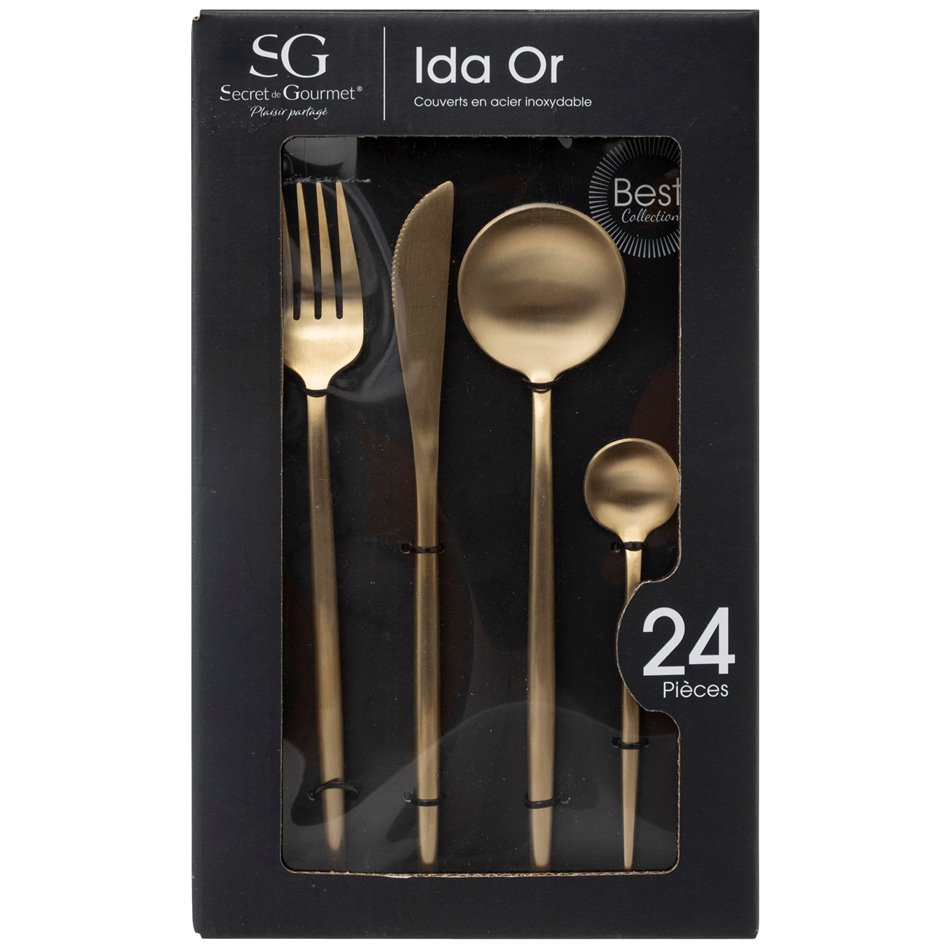Cutlery set for 6 person Ida Gold, 24 pcs., H27.5x16.9x6.5cm