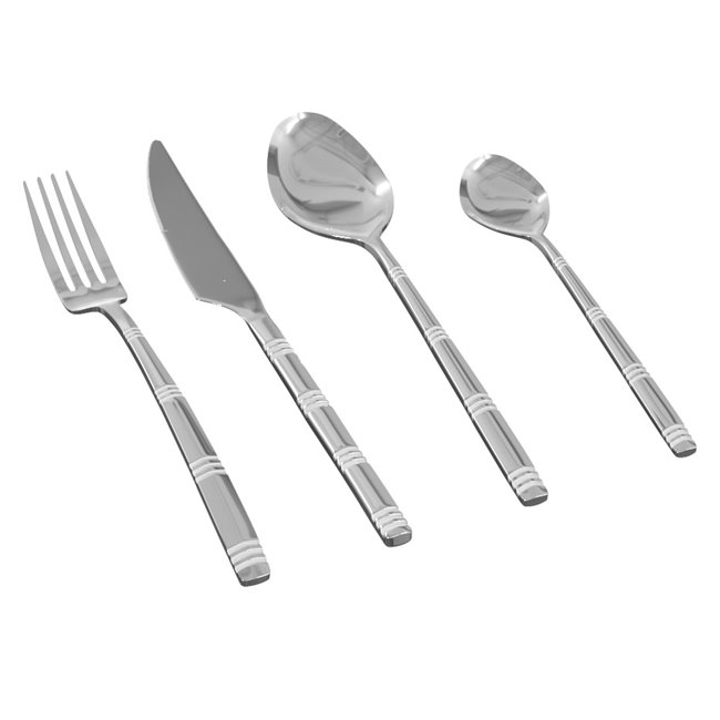 Cutlery set for 6 person Ida, 24 pcs., silver color, H27.5x16.5x 6.5cm