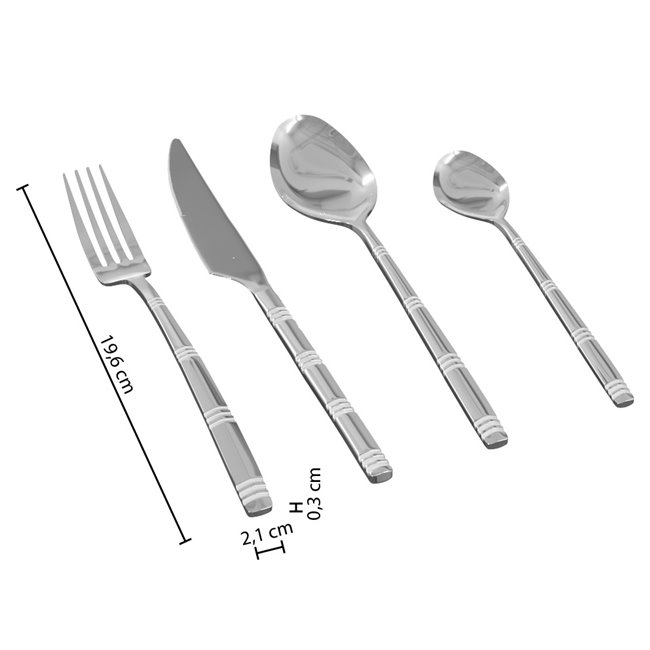 Cutlery set for 6 person Ida, 24 pcs., silver color, H27.5x16.5x 6.5cm