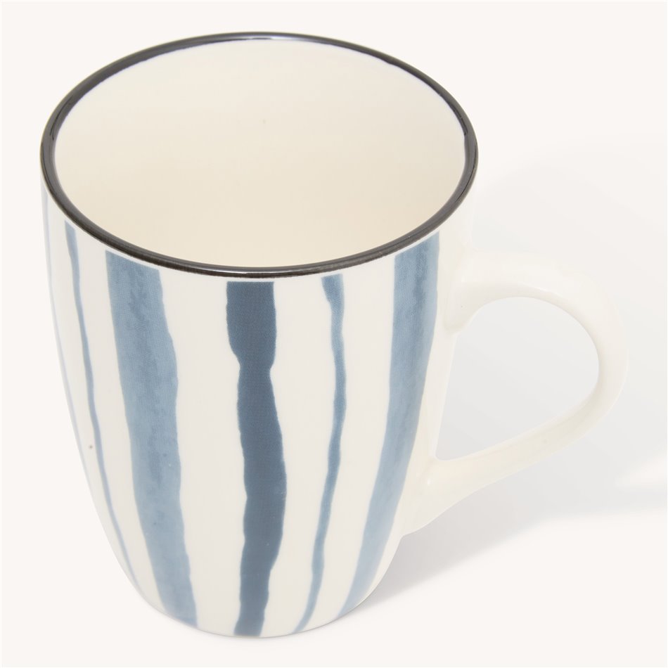 Mug Umami striped blue, 310ml, H10.1x11.6x8.1cm