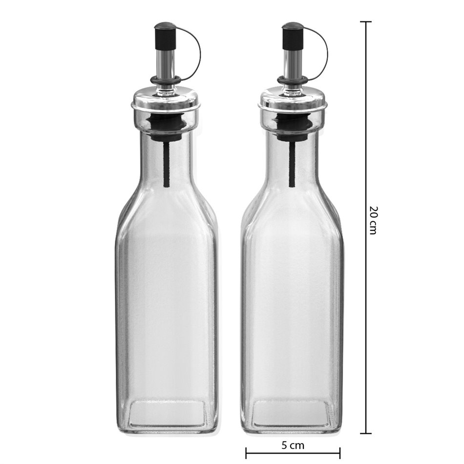 Bottles oil/vinegar x2, glass, 0.16L, H20x5x5cm