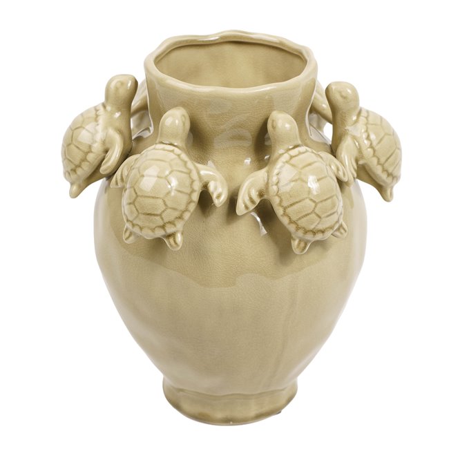 Decorative vase Turtles, beige, H28.5x24.5x22cm