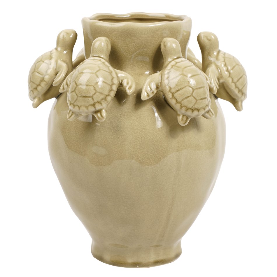 Decorative vase Turtles, beige, H28.5x24.5x22cm