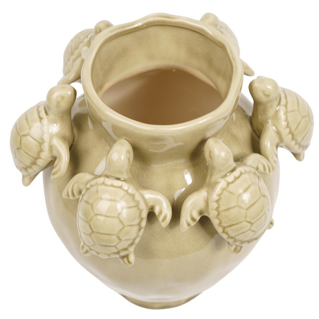 Decorative vase Turtles, beige, H28.5x24.5x22cm