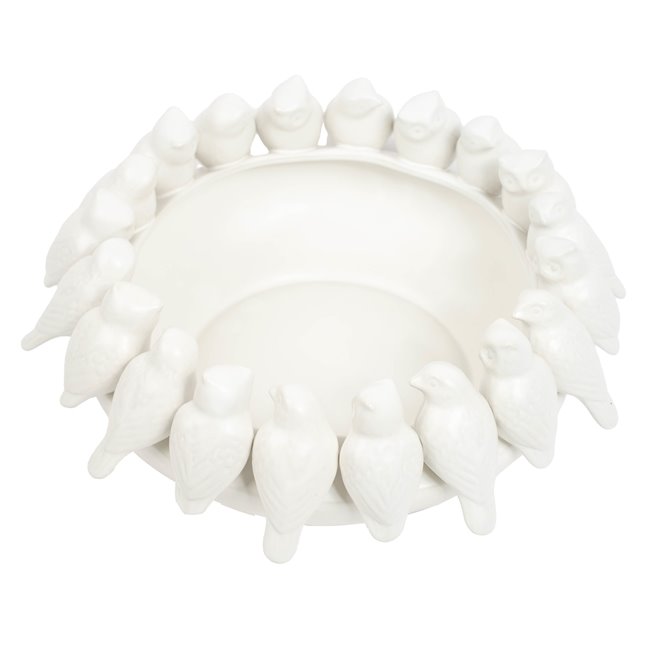 Decorative tray White Birds, H15cm, D37.5cm