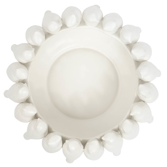 Decorative tray White Birds, H15cm, D37.5cm