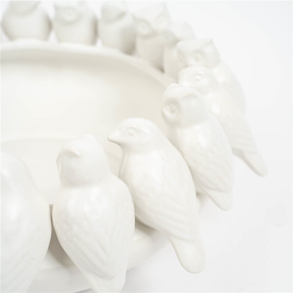 Decorative tray White Birds, H15cm, D37.5cm