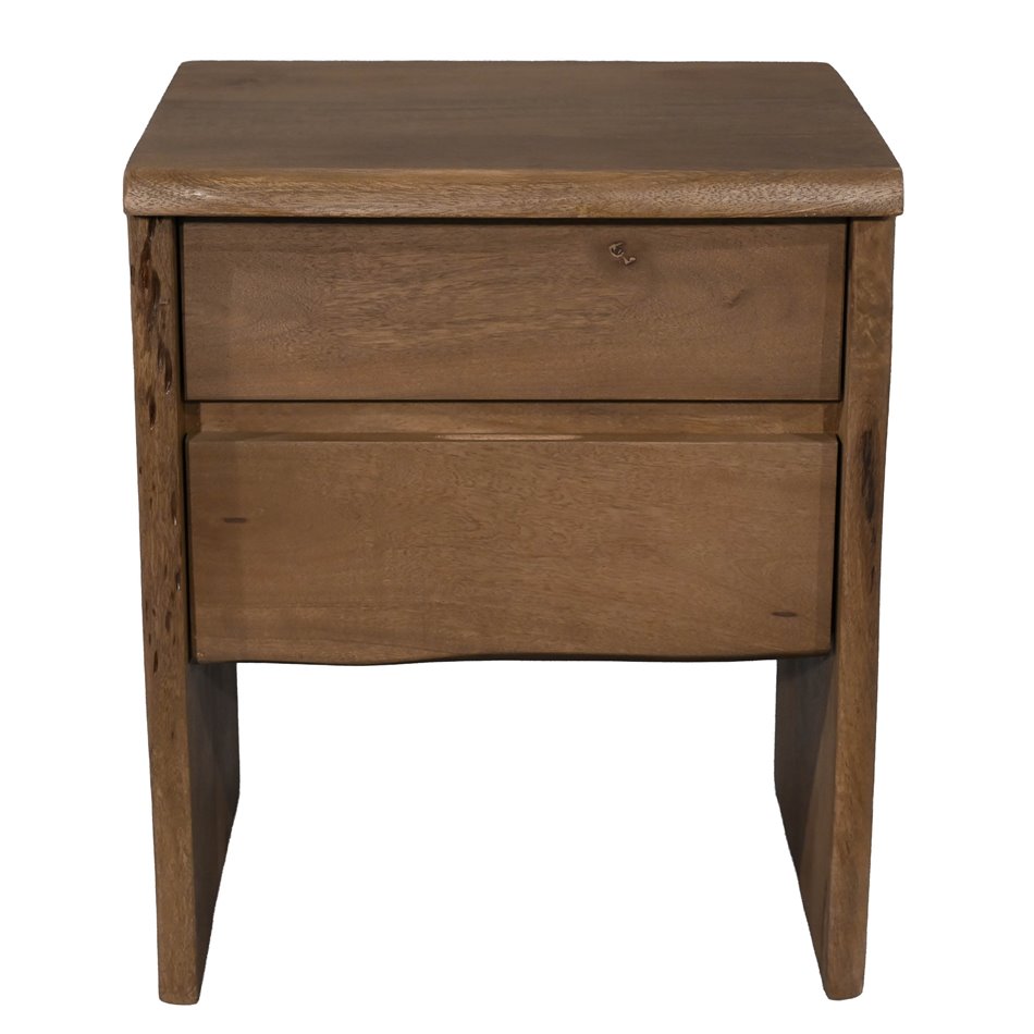 Bedside table Saffron with 2 drawers, mango wood, H55x46x40cm