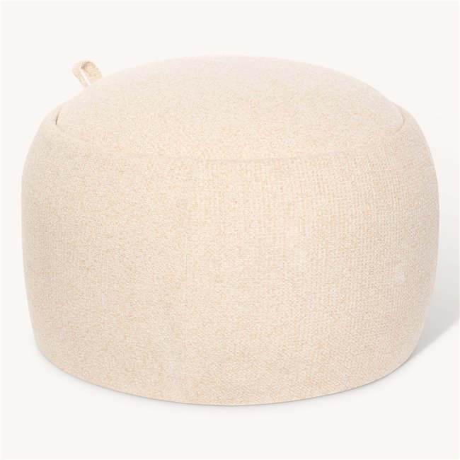 Pouf with storage ELIOR, cream, bouclé fabric, H40cm, D60cm