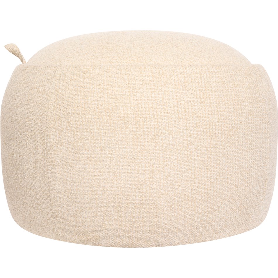 Pouf with storage ELIOR, cream, bouclé fabric, H40cm, D60cm