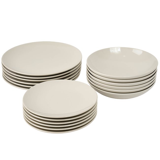 Набор посуды Onda Ivory rond, на 6 персон, 18 шт., цвет слоновой кости, D26cm/D21cm/D20cm