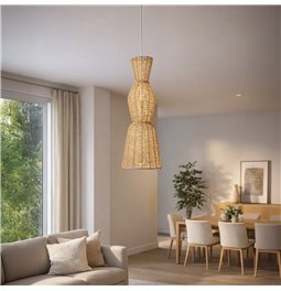 Pendant lamp Titus, jute lampshade, H75-145cm, D26.5cm, E27 40W(MAX)