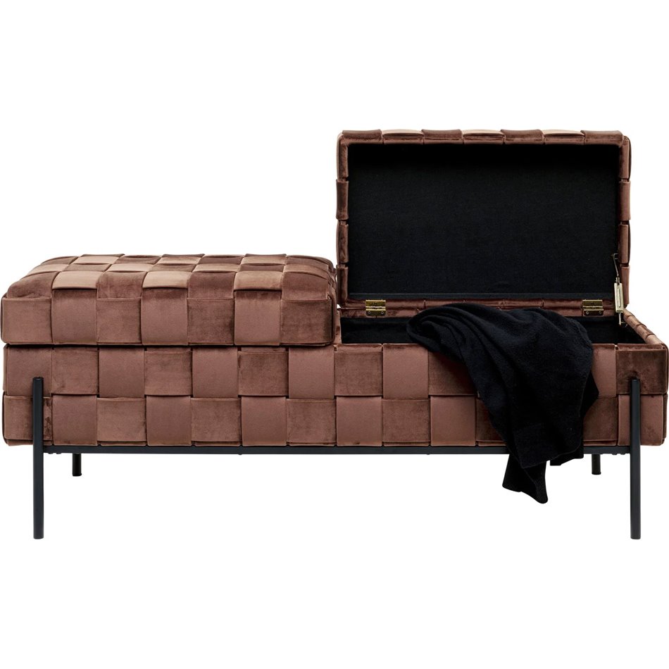 Bench with storage Weave Mocca, brown, H47x121x41cm