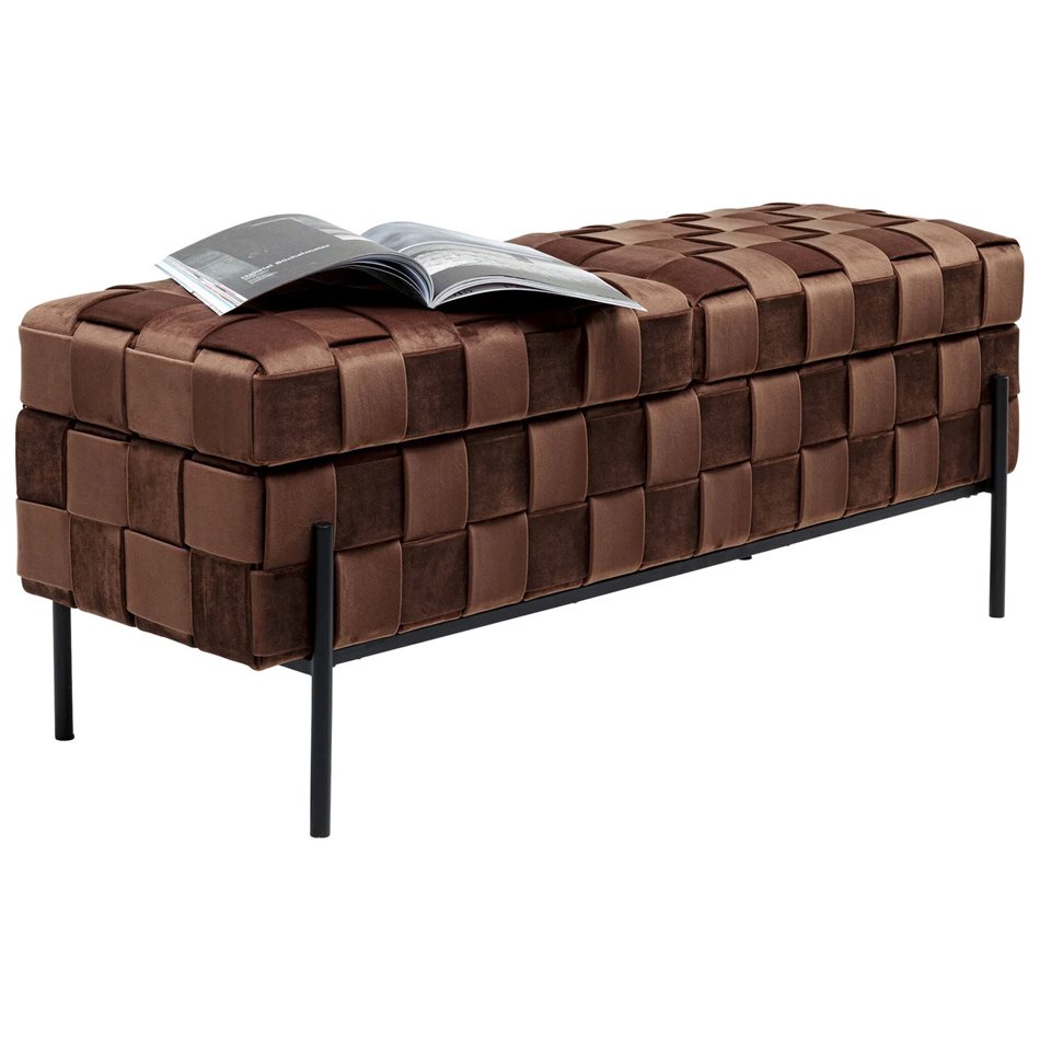Bench with storage Weave Mocca, brown, H47x121x41cm