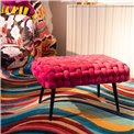Bench Weave Pink, velvet, H41x66x45cm