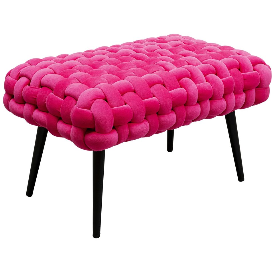 Bench Weave Pink, velvet, H41x66x45cm