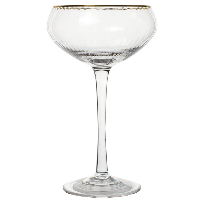 Champagne glass Sofia with gold rim, 200ml, H17cm, D10cm