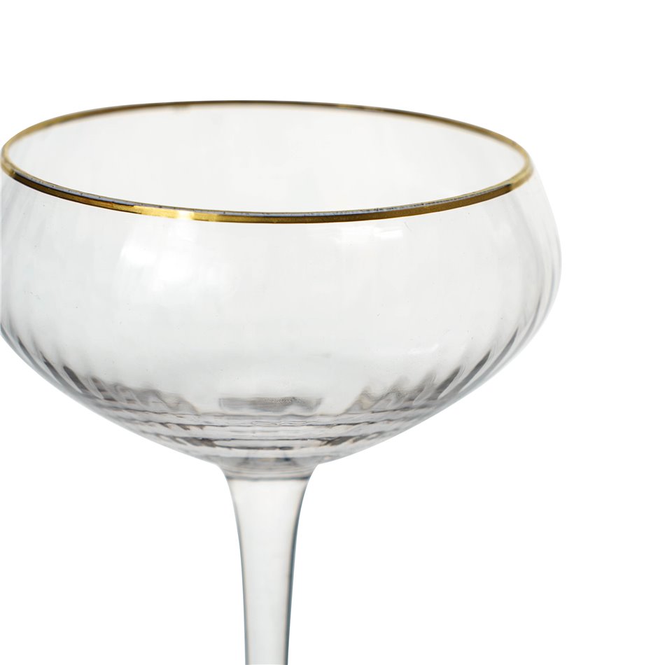 Champagne glass Sofia with gold rim, 200ml, H17cm, D10cm