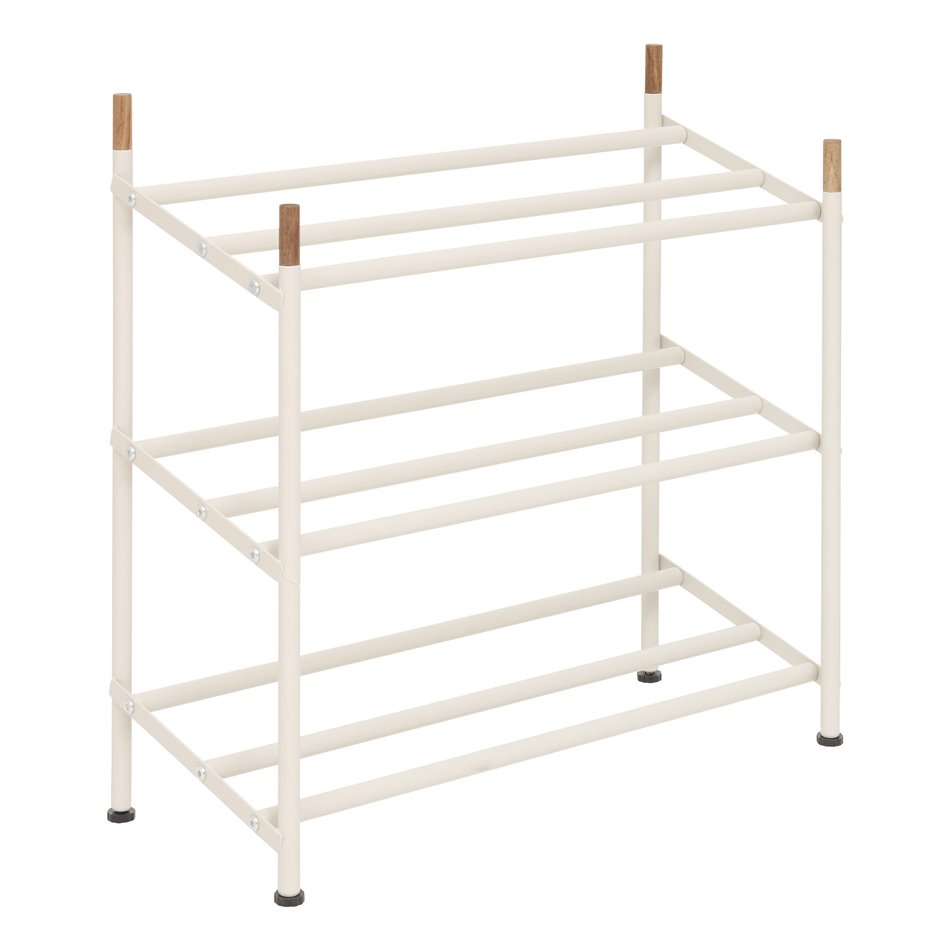 Shoe rack BEIGE CASSIE, steel/acacia wood, H53.5x54.8x22.5cm