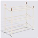 Shoe rack BEIGE CASSIE, steel/acacia wood, H53.5x54.8x22.5cm